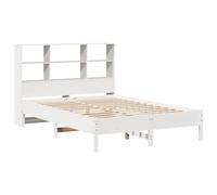 Bookcase Bed without Mattress Base White 160x200cm Solid Wood Pine vidaXL