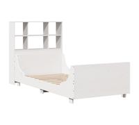 Bed Solid pinewood brown 90x200 cm Bookcase Headboard with Storage RusticStorage