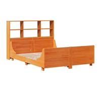Bookcase Bed Solid Pinewood White 160x200 cm Slatted Frame Headboard Storagebox