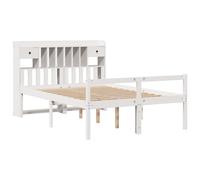 vidaXL Bookcase Bed White Solid Pine 140x200 cm Storage Headboard with Drawers without mattress