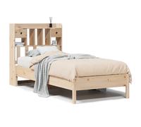 Bookcase Bed White Solid Pinewood Super King 180x200cm Slatted Base with Storage
