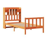 vidaXL Bookcase Bed without Mattress Wax Brown 100x200 cm Solid Wood Pine
