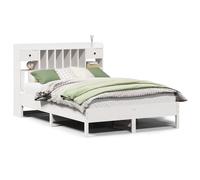 Bookcase Bed White Solid Pinewood Super King 180x200 cm Storage Drawers Slatted