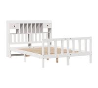 Bookcase Bed Solid Pinewood Natural 140x200 cm With Shelves & 2 Drawers Slatted