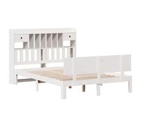 Bookcase Bed White Solid Pinewood 140x190cm Small Single Storage Headboard Kids