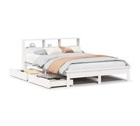 (white, 160 x 200 cm) vidaXL Bookcase Bed without Mattress Bed Solid Wood Pine