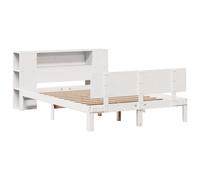 vidaXL Bookcase Bed without Mattress Bed Base White King Size Solid Wood Pine