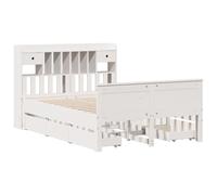 Bookcase Bed without Mattress White 140x200 cm Solid Wood Pine