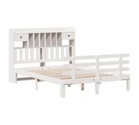 (white, 160 x 200 cm) vidaXL Bookcase Bed without Mattress Bed Frame Solid Wood Pine