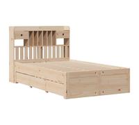 vidaXL Bookcase Bed without Mattress Wax Brown 135x190 cm Double Solid Wood Pine