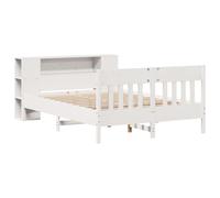 Bookcase Bed Solid Pinewood Brown 140x200cm Slatted Storage Headboard Frame