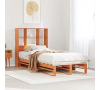 Bookcase Bed without Mattress Wax Brown 100x200 cm Solid Wood