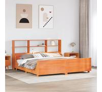 vidaXL Bookcase Bed without Mattress Wax Brown 180x200 cm Super King Solid Wood