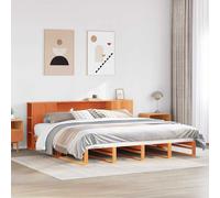 vidaXL Bookcase Bed without Mattress Bed Base Wax Brown 200x200 cm Solid Wood