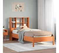 vidaXL Bookcase Bed Without Mattress Wax Brown 75X190 cm Small Single Solid Wood Pine, Brown