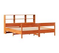 Bookcase Bed without Mattress Wax Brown Super King Solid Wood Pine vidaXL