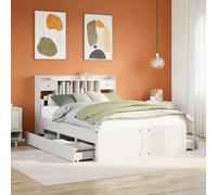 Bookcase Bed without Mattress White 140x200 cm Solid Wood Pine