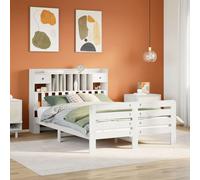 vidaXL Bookcase Bed Without Mattress White 160X200 cm Solid Wood Pine, Brown