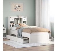 vidaXL Bookcase Bed without Mattress Bed Base White 90x200 cm Solid Wood Pine
