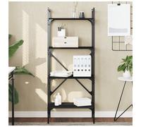 Bookcase Black Engineered Wood 56x31.5x138.5cm 4-Tier Slim Modern Shelf Sturdy