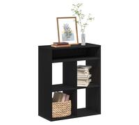Bookcase Black Engineered Wood 66x31x80cm Slim Display Shelf Unit with Top Brkt
