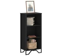 Bookcase Black Engineered Wood with Metal Feet 50x31x106 cm 3-Shelf Modern Unit