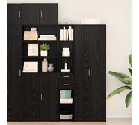 vidaXL Bookcase with Drawer Black Oak 30 x 42.4 x 185.2 cm, Black