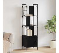 Bookcase Black Oak 44.5x30x154.5cm Engineered Wood 6 Shelves 1 Door Modern Slim