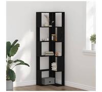 vidaXL Corner Bookcase 5-Tier Engineered Wood Black Oak 50 x 50 x 179 cm