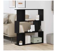 Bookcase Black Oak 80x24x96 cm Engineered Wood 4-Tier Slim Storage for Home Use