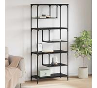 Bookcase Black Oak 81x36x176cm Engineered Wood 6 Shelves Industrial Style Sturdy
