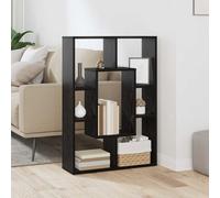 Bookcase Black Oak Engineered Wood 63x20x90cm 7-Shelf Slim Freestanding Modern