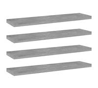Bookcase Boards Set of 4 Concrete Grey 40 x 10 x 1.5 cm Wood Material Shelf for Wall Shelf and Storage Space in the Living Room Office Industrial Modern Space Saving