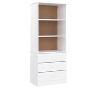 (white) vidaXL Bookcase Book Shelf Display Cabinet with Drawers ALTA Solid Wood Pine