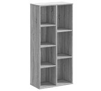 Bookcase 7-Shelf Black Oak Engineered Wood 50x25x105cm Slim Storage for Home
