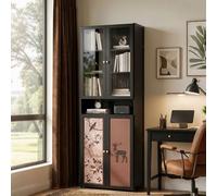 Bookcase Bookshelf with Doors and Hidden Storage Cabinet,7-Tier Freestanding Book Shelf Unit,Floor Standing Display Shelf for Living Room,Home Office,Bedroom and Reading Area A,60 * 30 * 170cm