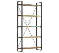 Bookcase Bookshelf Wooden Storage Rack Shelf Solid Wood Mango and Iron vidaXL