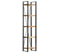 Bookcase Bookshelf Wooden Storage Rack Shelf Solid Wood Mango and Iron vidaXL