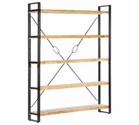 Bookcase Bookshelf Wooden Storage Rack Shelf Solid Wood Mango and Iron vidaXL