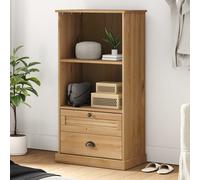 Bookcase Brown 60x35x114.5 cm Solid Pine Wood Shutter Design 2 Drawers XL