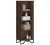 Bookcase Brown Oak 50x31x137.5cm Engineered Wood 4 Open Shelves Metal Feet Tall