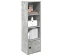 Bookcase Concrete Grey 31x24x102cm Engineered Wood 3-Shelf/1-Door Slim Storage