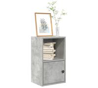 Bookcase Concrete Grey 31x24x52cm Engineered Wood 1 Shelf + Door Cabinet Compact