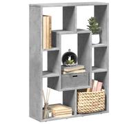 Bookcase Concrete Grey 63x20x90cm Engineered Wood 7-Shelf Freestanding Slim Unit