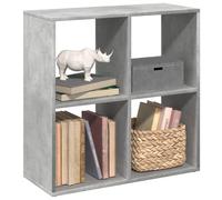 Bookcase Concrete Grey 69.5x29x69.5 cm Engineered Wood 4-Cube Room Divider Shelf