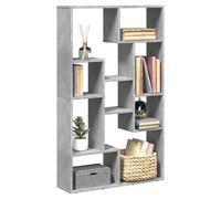 Bookcase Concrete Grey 72x20x120.5cm Engineered Wood 8 Compartment Geometric