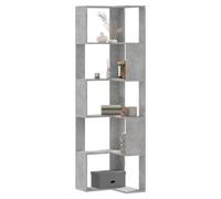 Bookcase Concrete Grey Engineered Wood 5-Shelf 50x50x179 cm Modern Storage Tall