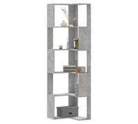 Bookcase Concrete Grey Engineered Wood 5-Shelf 50x50x179 cm Modern Storage Tall