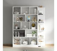 Bookcase Cube Bookcase With Corner Cabinet, Office Bookshelf, Free Standing Display Storage Organizer, Multipurpose Shelving Unit For Living Room, Kitchen,White