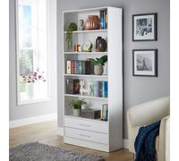 Home Source Clara 5-Tier 2 Drawer Storage Bookcase White